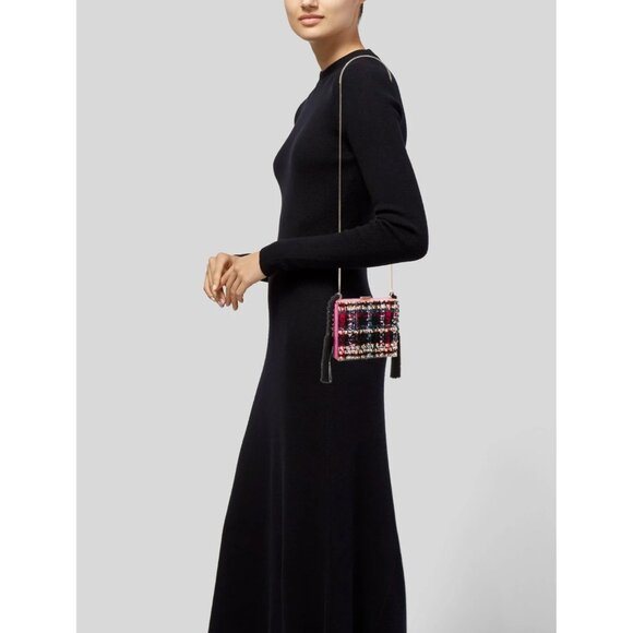 Alessandra Rich Handbags - Alessandra Rich Multicolored Tweed Tassel Crossbody Mini Bag